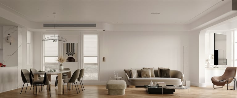 Modern luxury living room interior design 3d render